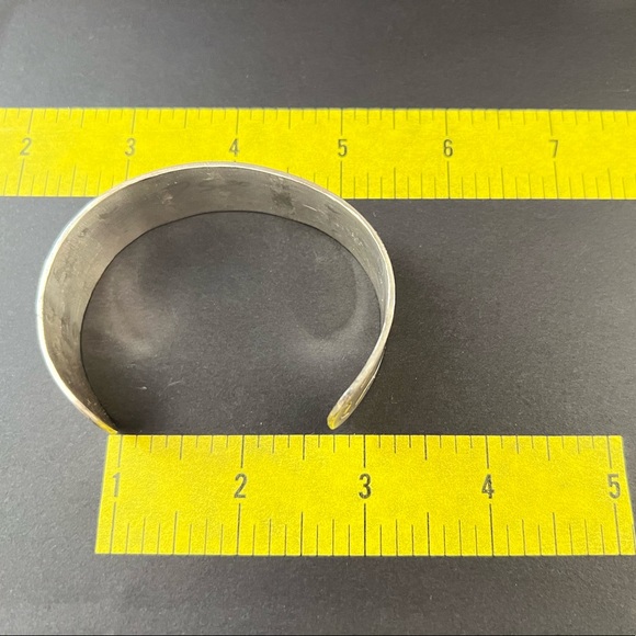 Vintage Sterling Silver Hand Stamped Cuff Bracelet - Picture 7 of 7